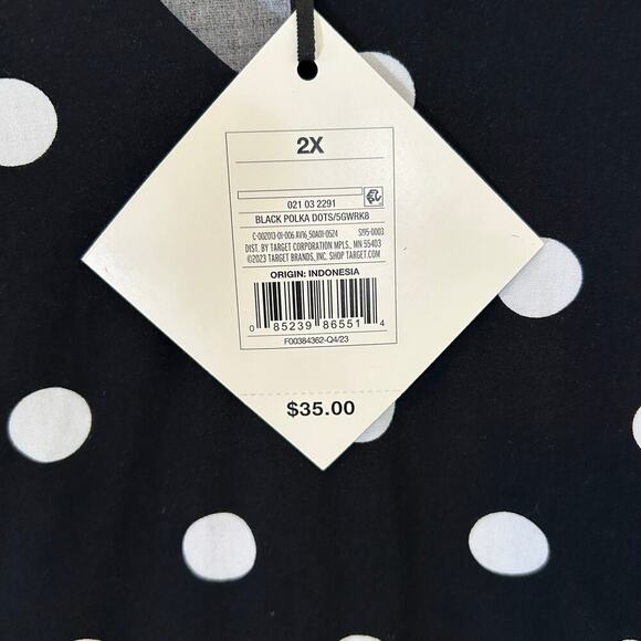 NWT AVA & VIV Black And White Polkadot MIDI Dress Size 2X Summer Beachy - Picture 3 of 8